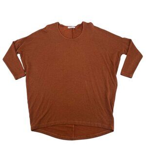 Bryn Walker Burnt Orange Dolman Sleeve Oversized Tunic Top Size XS Lagenlook